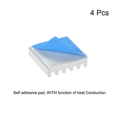 Harfington Uxcell 3x12x12mm Silver Tone Aluminum Heatsink Adhesive Thermal Pad 3D Printers 4Pcs