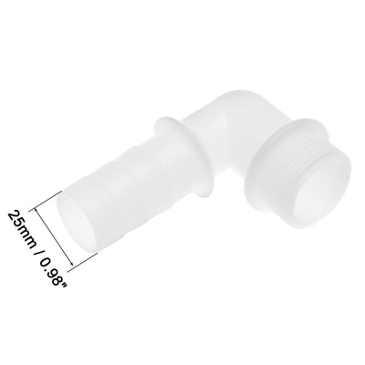 Harfington Uxcell PVC Tube Fitting 90 Degree Elbow Adapter 25mm Barbed x G1 Male White for Aquariums, Water Tanks, Tubs, Pools 2Pcs