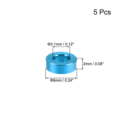 Harfington 5 Pcs Round Aluminum Standoff Column Spacer Aqua Blue for FPV Quadcopter RC Multirotors Parts DIY