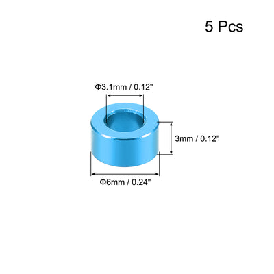 Harfington 5 Pcs Round Aluminum Standoff Column Spacer Aqua Blue for FPV Quadcopter RC Multirotors Parts DIY