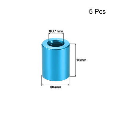 Harfington 5 Pcs Round Aluminum Standoff Column Spacer Aqua Blue for FPV Quadcopter RC Multirotors Parts DIY