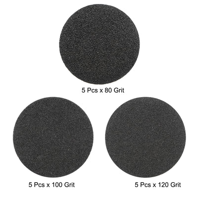 Harfington Uxcell 3" Hook and Loop Sanding Disc 80/100/120 Grit Silicon Carbide Wet/Dry 15Pcs