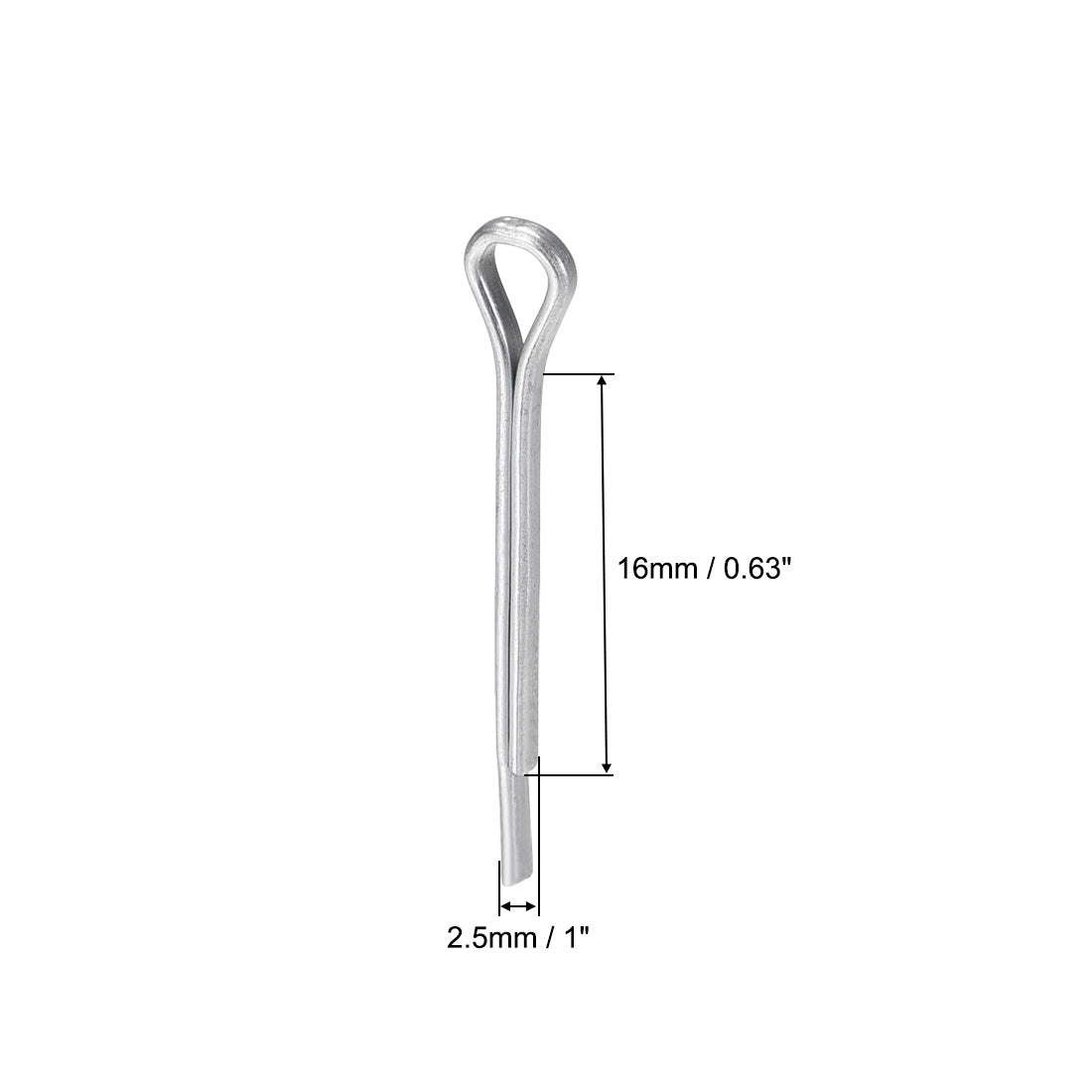 uxcell Uxcell Split Cotter Pin 3/32 inchx5/8 inch (2.5mmx16mm) Carbon Steel 2-Prongs 50Pcs