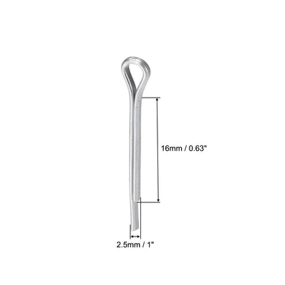 Harfington Uxcell Split Cotter Pin 3/32 inchx5/8 inch (2.5mmx16mm) Carbon Steel 2-Prongs 50Pcs