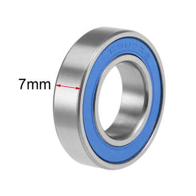 Harfington Uxcell Deep Groove Ball Bearing Thin Section Double Seal Chrome Steel Blue Cover