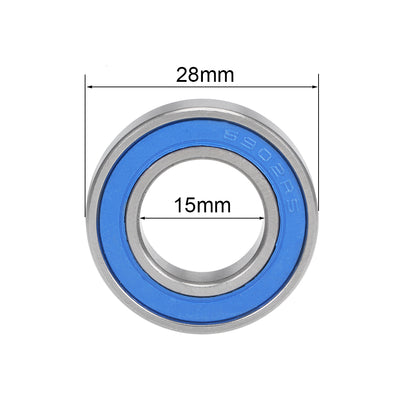 Harfington Uxcell Deep Groove Ball Bearing Thin Section Double Seal Chrome Steel Blue Cover
