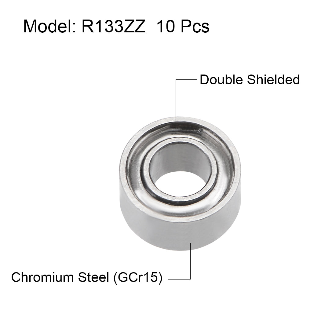 uxcell Uxcell R133ZZ Ball Bearings 3/32x3/16x3/32" Double Shielded Chrome Steel P6 10pcs
