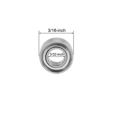 Harfington Uxcell R133ZZ Ball Bearings 3/32x3/16x3/32" Double Shielded Chrome Steel P6 10pcs