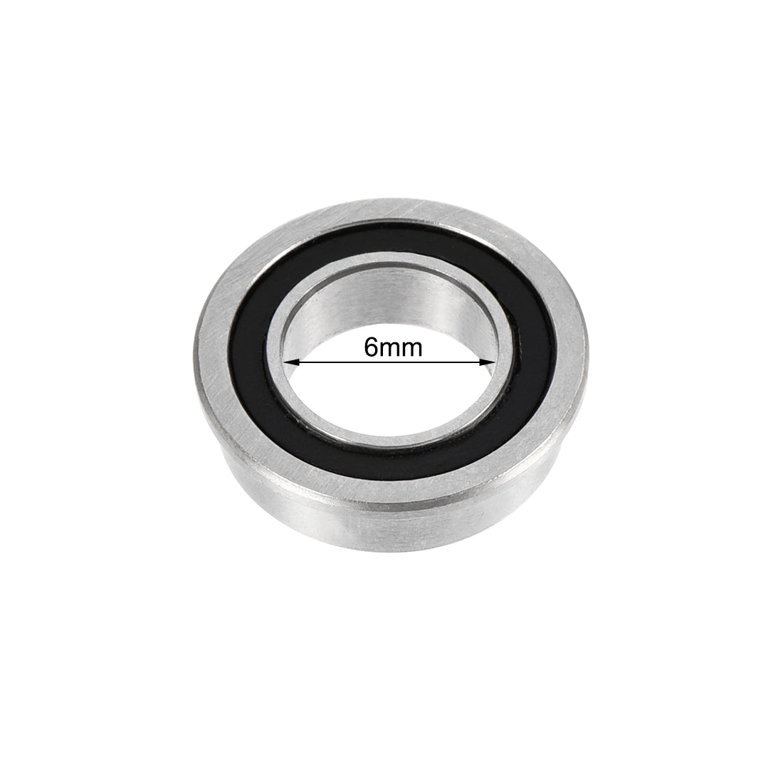 uxcell Uxcell MF106-2RS Flange Ball Bearing 6x10x3mm Double Sealed Chrome Steel Bearing 5pcs