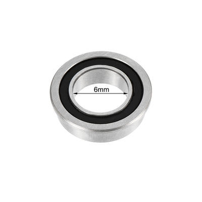 Harfington Uxcell MF106-2RS Flange Ball Bearing 6x10x3mm Double Sealed Chrome Steel Bearing 5pcs