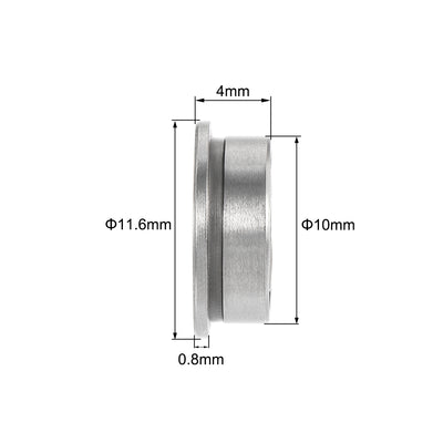 Harfington Uxcell MF105-2RS Flange Ball Bearing 5x10x4mm Double Sealed Chrome Steel Bearing 10pcs