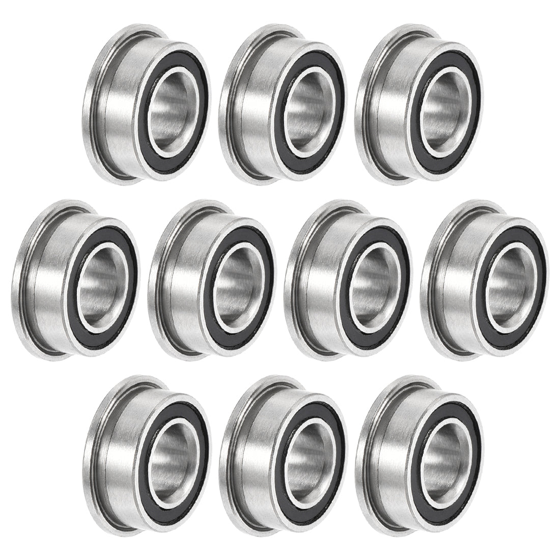 uxcell Uxcell MF105-2RS Flange Ball Bearing 5x10x4mm Double Sealed Chrome Steel Bearing 10pcs