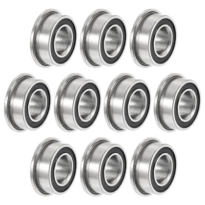uxcell Uxcell MF105-2RS Flange Ball Bearing 5x10x4mm Double Sealed Chrome Steel Bearing 10pcs