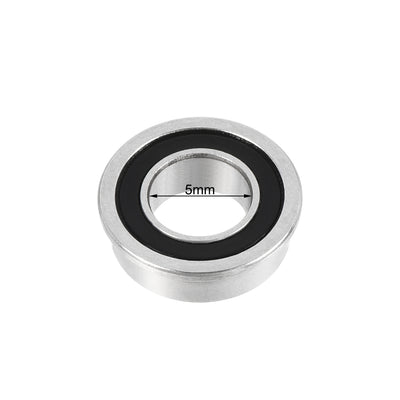 Harfington Uxcell MF95-2RS Flange Ball Bearing 5x9x3mm Double Sealed Chrome Steel Bearing 5pcs