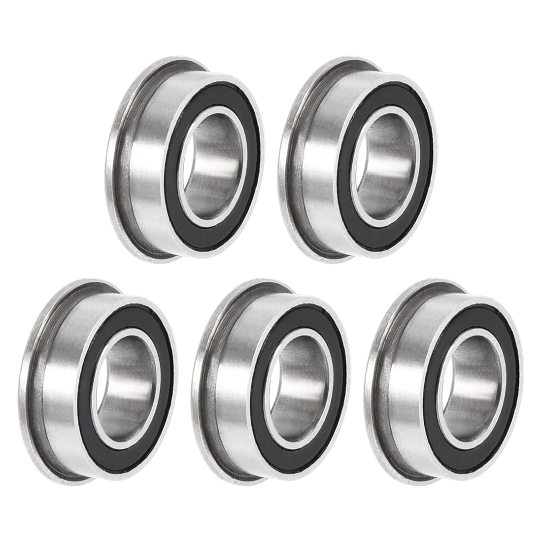 uxcell Uxcell MF95-2RS Flange Ball Bearing 5x9x3mm Double Sealed Chrome Steel Bearing 5pcs