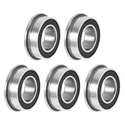 uxcell Uxcell MF95-2RS Flange Ball Bearing 5x9x3mm Double Sealed Chrome Steel Bearing 5pcs