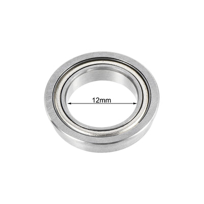 Harfington Uxcell F6701ZZ Flange Ball Bearing 12x18x4mm Shielded Chrome Steel Bearings 10pcs
