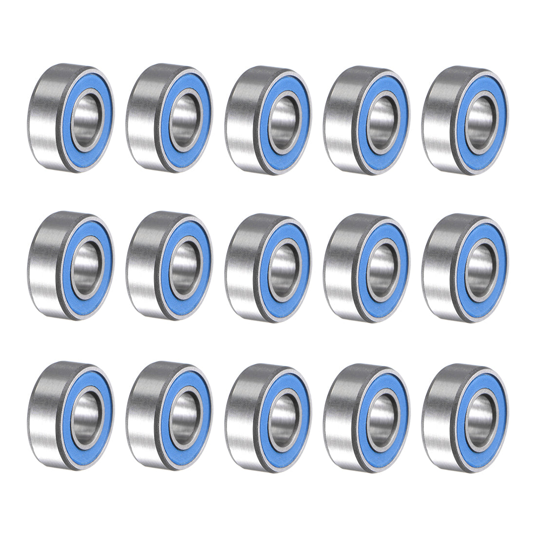uxcell Uxcell MR115-2RS Chrome Steel Ball Bearing 5x11x4mm Double Sealed Bearings 15pcs