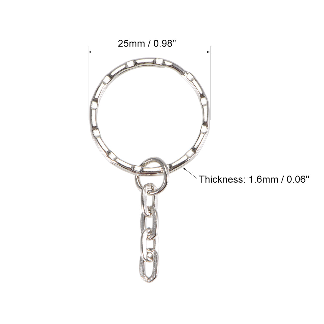 Harfington Flat Chain Split Key Ring Open Jump Connector