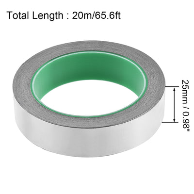 Harfington Uxcell 25mm Aluminum Foil Tape for HVAC,Patching Hot and Cold Air Ducts 20m/65.6ft