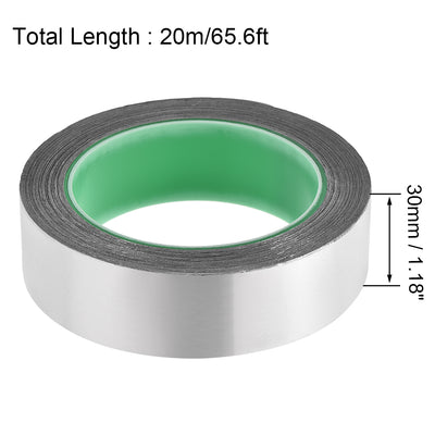 Harfington Uxcell 30mm Aluminum Foil Tape for HVAC,Patching Hot and Cold Air Ducts 20m/65.6ft