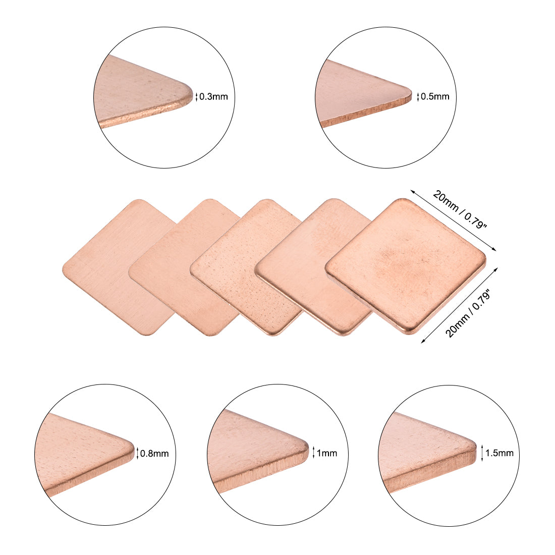 uxcell Uxcell Flat IC Chipset Thermal Copper Heatsink for CPU GPU  20 x 20mm Total 15pcs