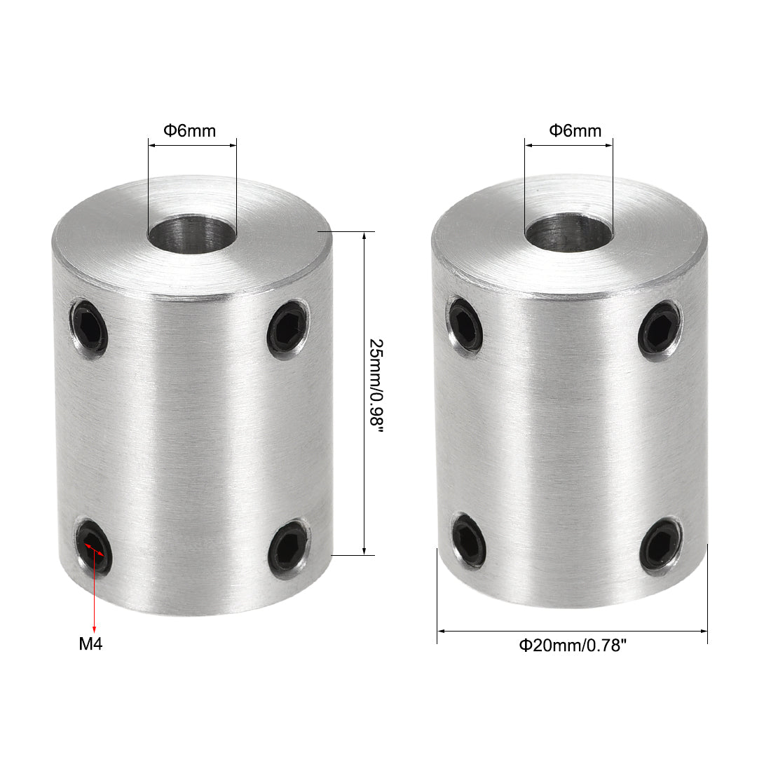 uxcell Uxcell Rigid Coupling 25mm Length 20mm Diameter Aluminum Alloy Shaft Coupler Connector Silver11 1