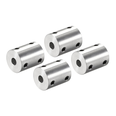 Harfington Rigid Coupling 25mm Length 20mm Diameter Aluminum Alloy Shaft Coupler Connector Silver 4pcs