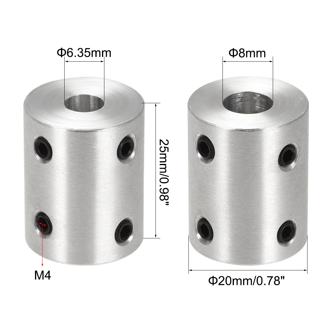 uxcell Uxcell Rigid Coupling 25mm Length 20mm Diameter Aluminum Alloy Shaft Coupler Connector Silver11 1