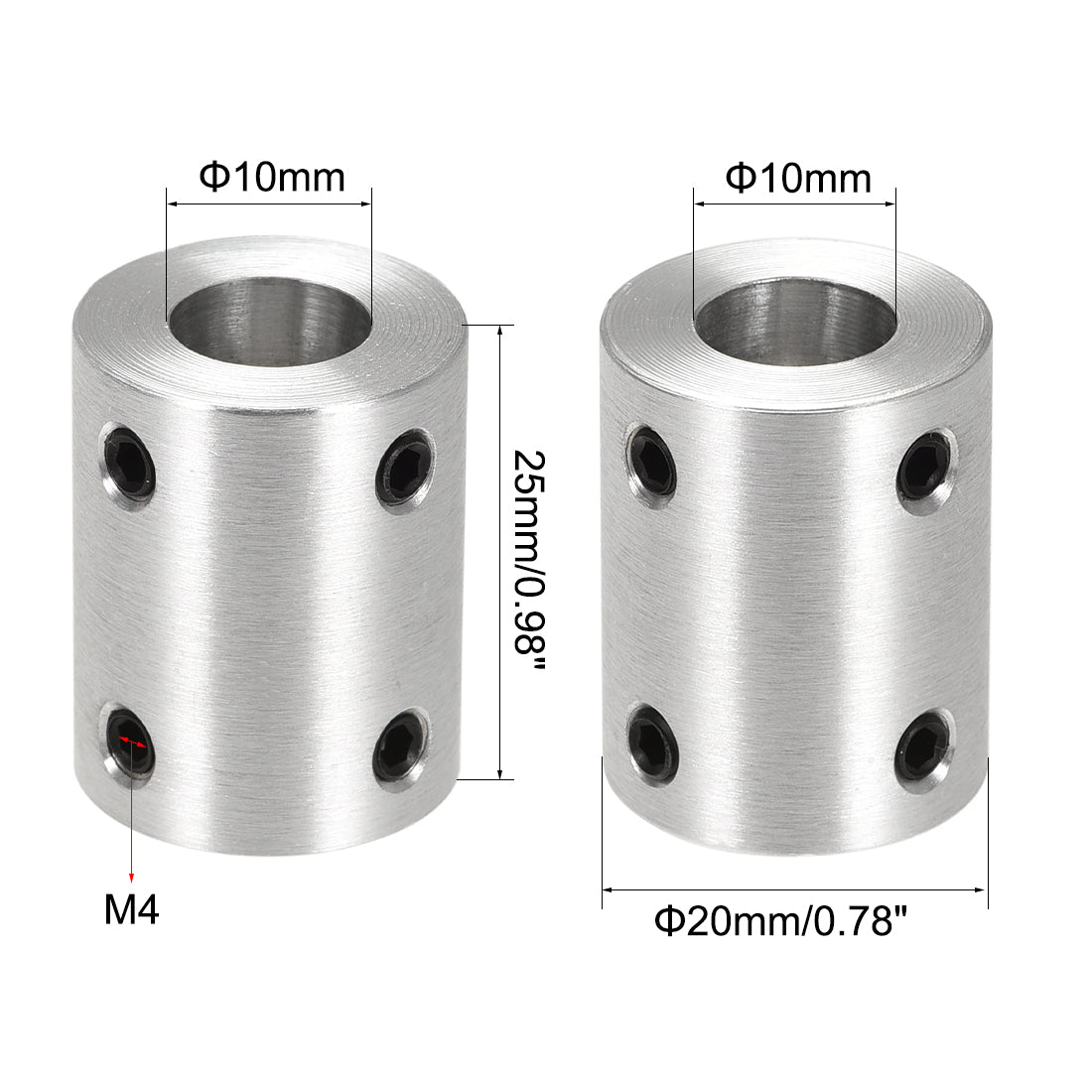 uxcell Uxcell Rigid Coupling 25mm Length 20mm Diameter Aluminum Alloy Shaft Coupler Connector Silver11 1