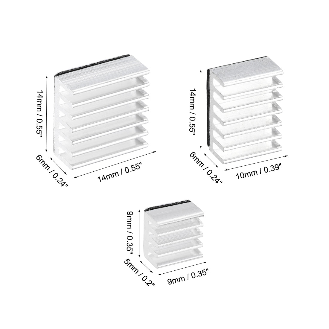 uxcell Uxcell E Shape Sticky Aluminum Heatsink for RPI,3 Set