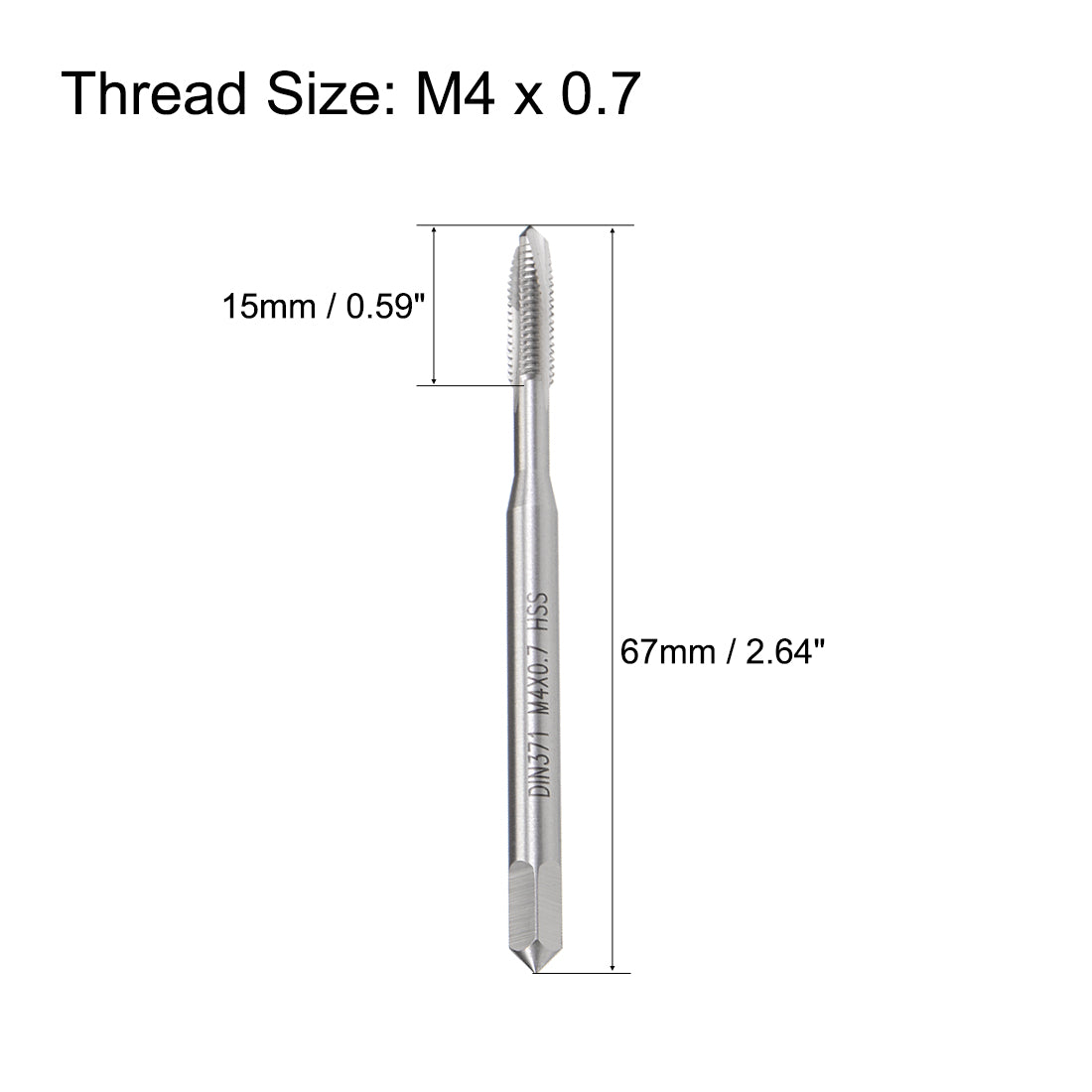 uxcell Uxcell M4 x 0.7 Spiral Point Threading Tap H2 Tolerance High Speed Steel Uncoated 2pcs
