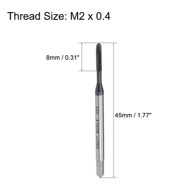 Harfington Uxcell Spiral Point Threading Tap H2 HSS 6542 TICN Coated DIN371/376 2pcs