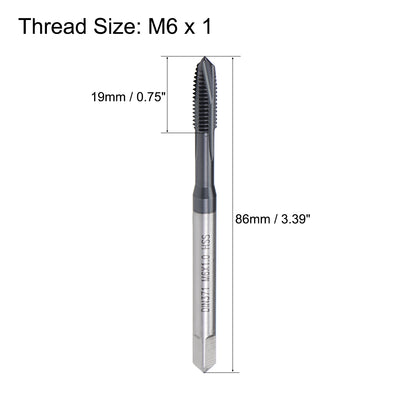 Harfington Uxcell M6 x 1 Spiral Point Threading Tap H2 HSS TICN Coated DIN371/376 2pcs