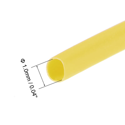 Harfington Heat Shrink Tubing, 1mm Dia 2.7mm Flat Width 2:1 Ratio 7m - Yellow