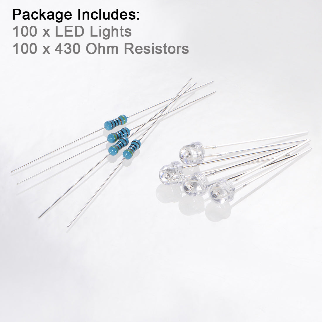 uxcell Uxcell 100Set 5mm LED Diodes Kit with Resistors Purple Light Clear Straw Hat 29mm Pin