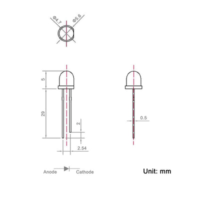 Harfington Uxcell 100Set 5mm LED Diodes Kit with Resistors Purple Light Clear Straw Hat 29mm Pin