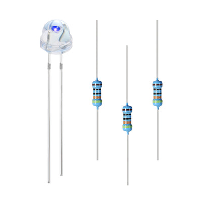 uxcell Uxcell 100Set 5mm LED Diodes Kit with Resistors Purple Light Clear Straw Hat 29mm Pin