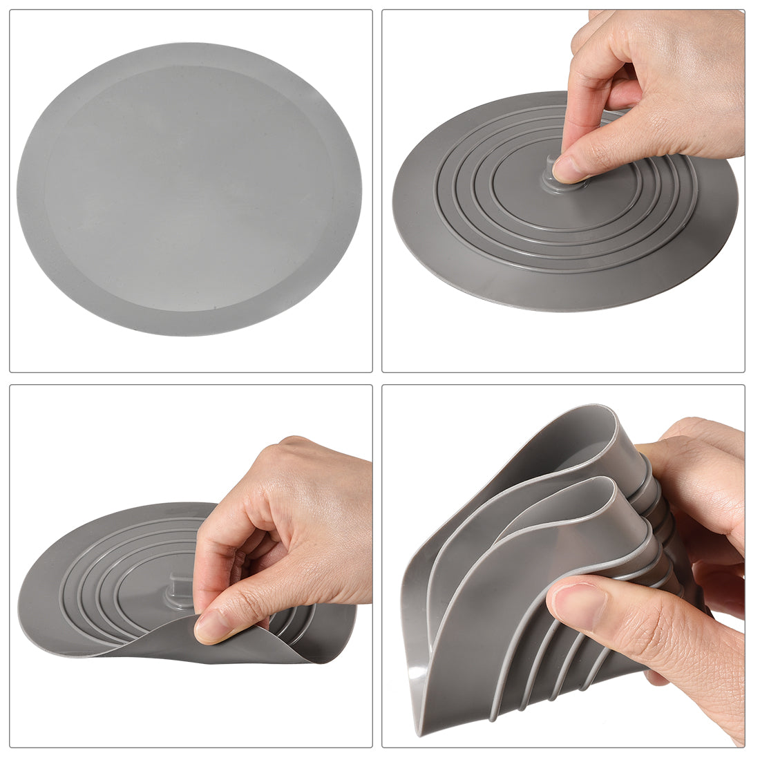 uxcell Uxcell Bathtub Stopper, 6 Inches Large Silicone Drain Stoppers, Flat Suction Sink Plug for Kitchen Bathroom and Laundry(White,Blue and Gray) 1set