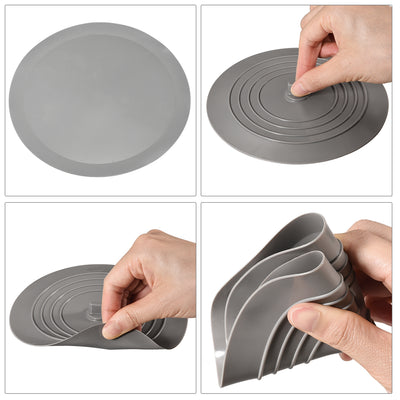 Harfington Uxcell Bathtub Stopper, 6 Inches Large Silicone Drain Stoppers, Flat Suction Sink Plug for Kitchen Bathroom and Laundry(White,Blue and Gray) 1set