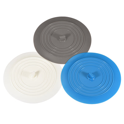 uxcell Uxcell Bathtub Stopper, 6 Inches Large Silicone Drain Stoppers, Flat Suction Sink Plug for Kitchen Bathroom and Laundry(White,Blue and Gray) 1set