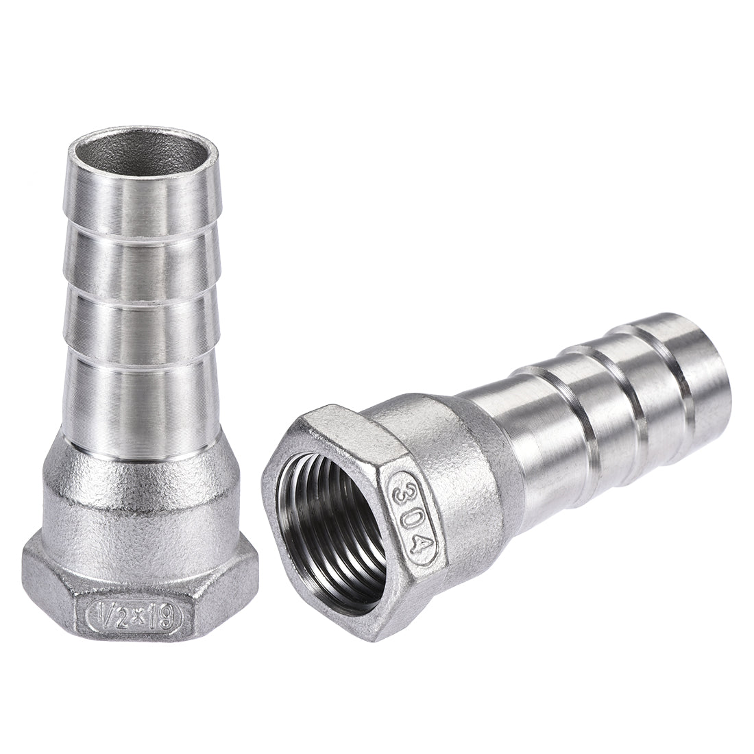uxcell Uxcell 304 Stainless Steel Hose Barb Fitting Coupler 19mm Barb G1/2 Female Thread