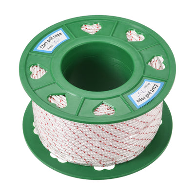 uxcell Uxcell Recoil start Rope 3.5mm 1/16 Inch Dia 60m 196ft Polyester Pull Cord White Red for Lawn Mower Trimmer Engine Replacement Part