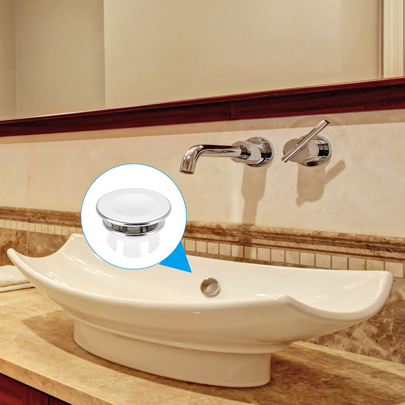 uxcell Uxcell Sink Basin Trim Overflow Cover Insert in Hole Round Caps Silver Tone 33 x 20mm 12pcs