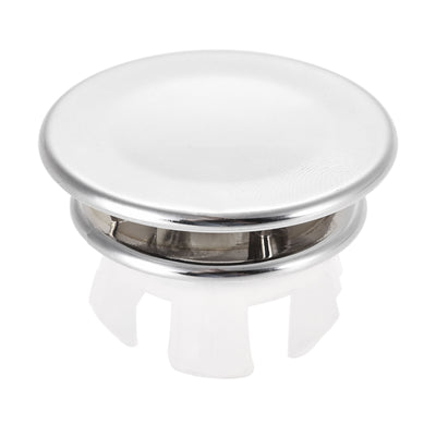 uxcell Uxcell Sink Basin Trim Overflow Cover Insert in Hole Round Caps Silver Tone 33 x 20mm 12pcs