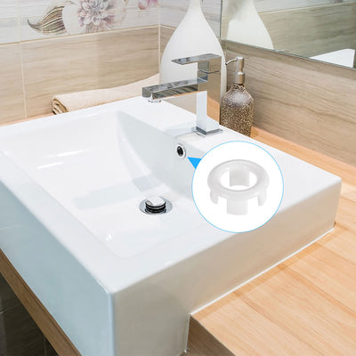Harfington Uxcell Sink Basin Trim Overflow Cover Insert in Hole Ring Covers Caps White 24pcs