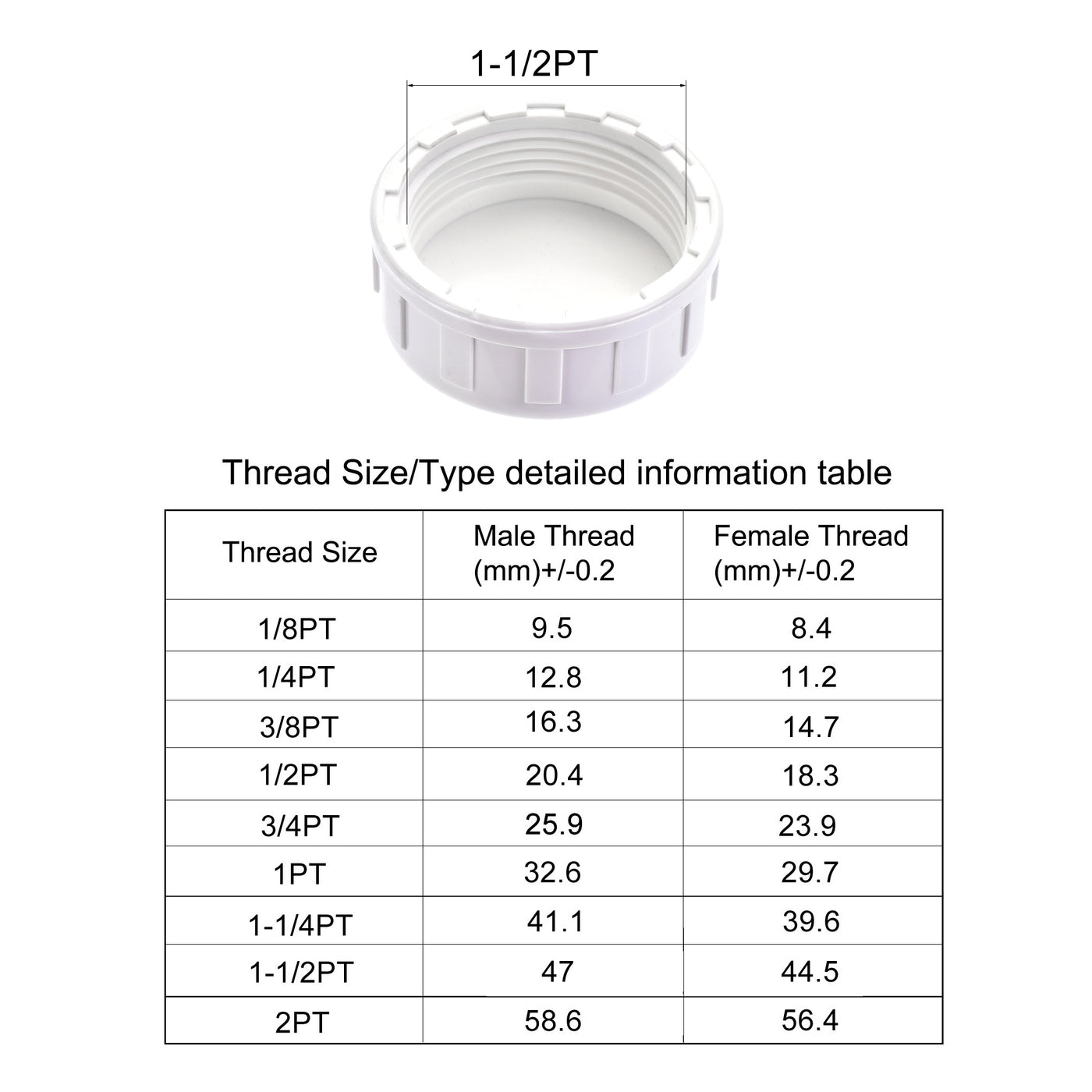Harfington G Pipe Fitting Cap, PVC Female Thread Hose Connector, for Garden and Outdoor Water Pipes End