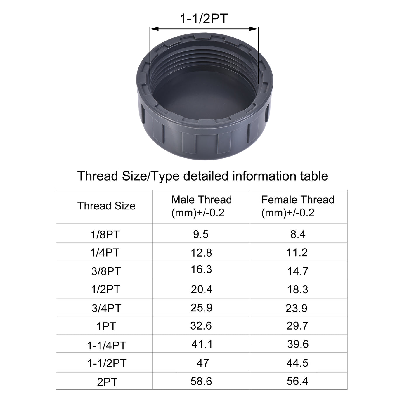 Harfington G Pipe Fitting Cap, PVC Female Thread Hose Connector, for Garden and Outdoor Water Pipes End
