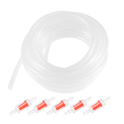 uxcell Uxcell Silicone Tubing 4mm ID 6mm(1/4") OD 5m Aquarium Pump Air Hose Water Pipe Silicone Rubber Tube Clear with Check Valves