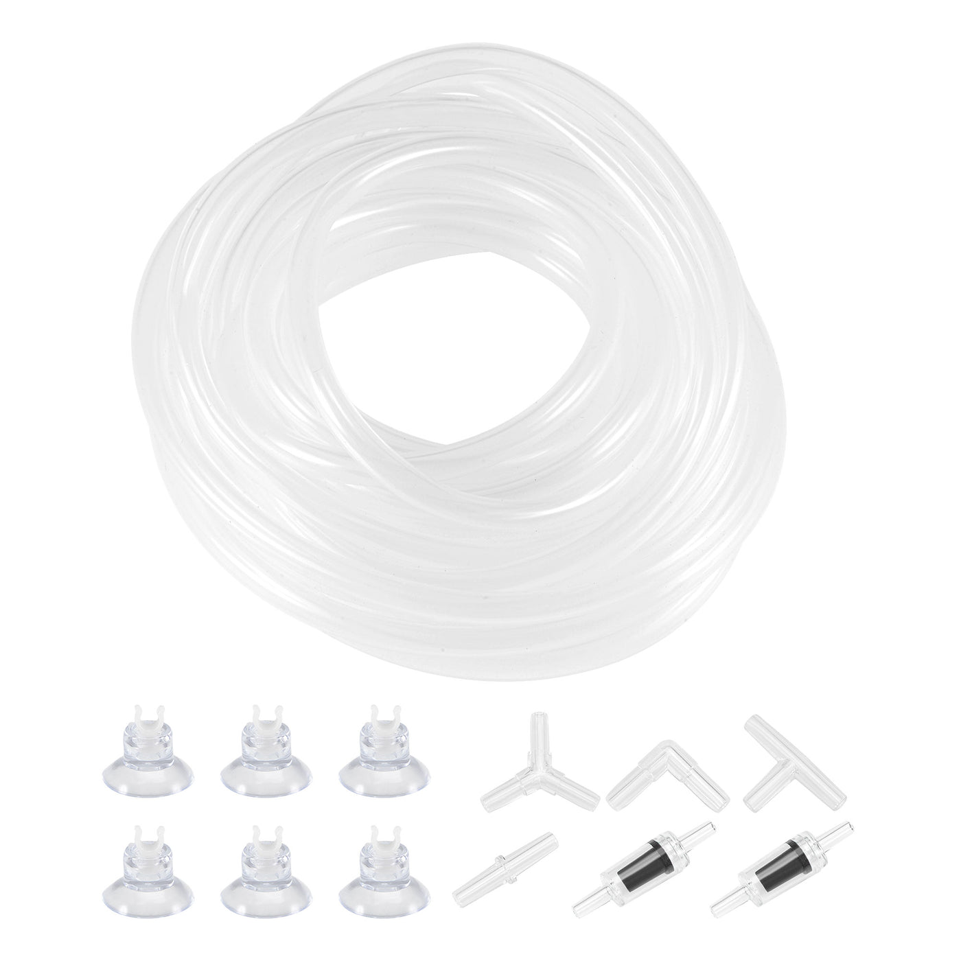 uxcell Uxcell Silicone Tubing 4mm ID 6mm(1/4") OD 10m Aquarium Pump Hose Rubber Tube Clear with Check Valves, Suction Cups, Connectors
